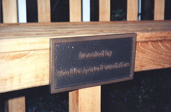 The Musgrave Foundation bench at the Roddy Rose Garden
